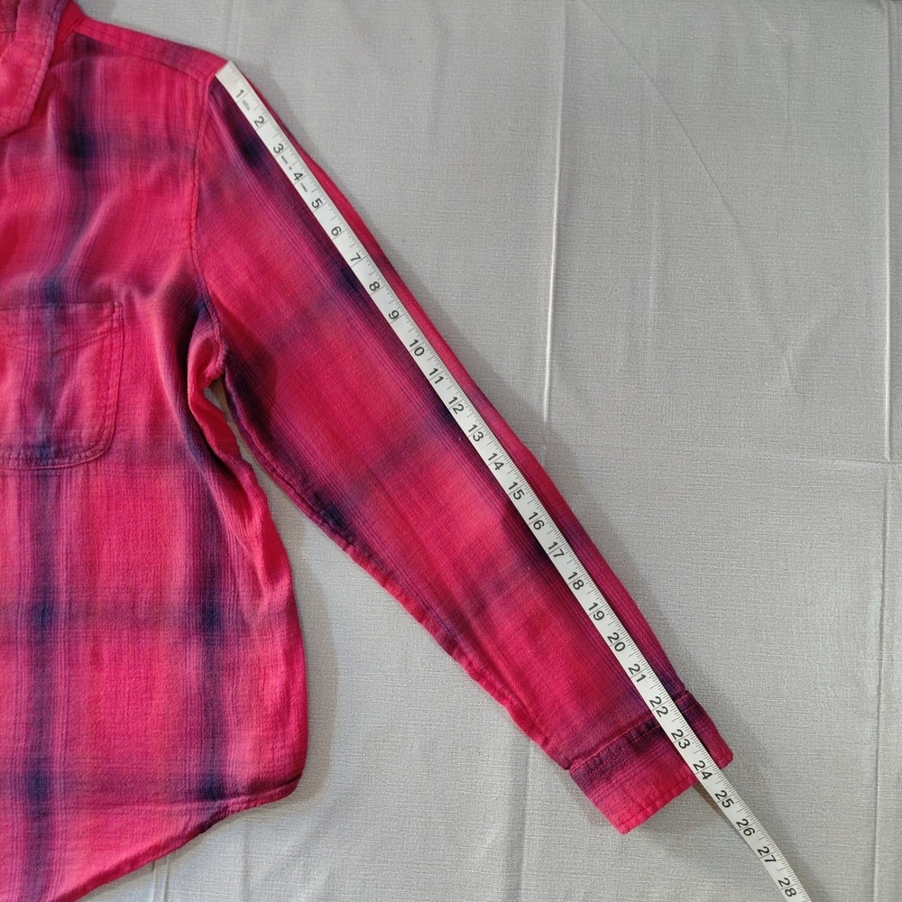 American Eagle Boyfriend Fit Button Up Plaid Shirt Women's XL Red - Picture 11 of 11